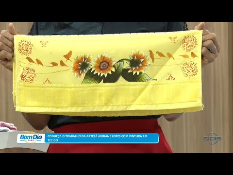 Auriane Lopes mostra seu trabalho de arte com pinturas em tecido 14 04 2023
