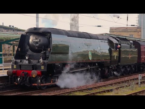 34067 Tangmere at full speed through Lancaster! | The Winter Cumbrian Mountain Express | 10/2/24