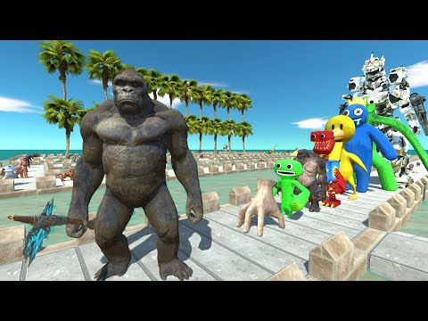 King Kong vs Rainbow Friends COCONUT DEATH RUN - Animal Revolt Battle Simulator