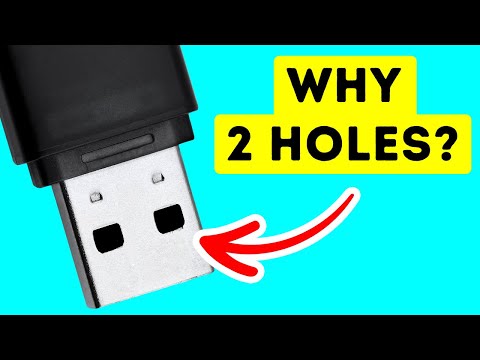Part of a video titled Why USBs Have 2 Holes + 15 Tech Secrets I Recently Discovered
