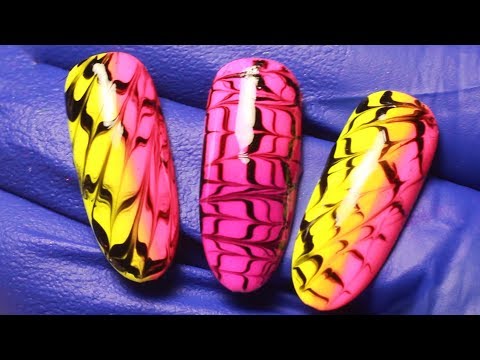 Dry Marble Neon Nail Art Video