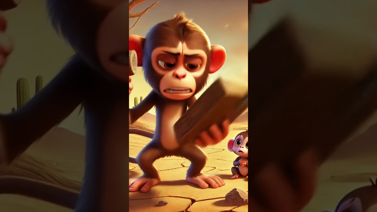 hathi ne bandar ka tree house tod diya 😲 #ai #cartoon #creative #animals #help #monkey #elephant