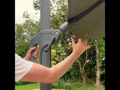 Video Veya - Parasol carr&eacute; d&eacute;port&eacute; en aluminium 3x3m	