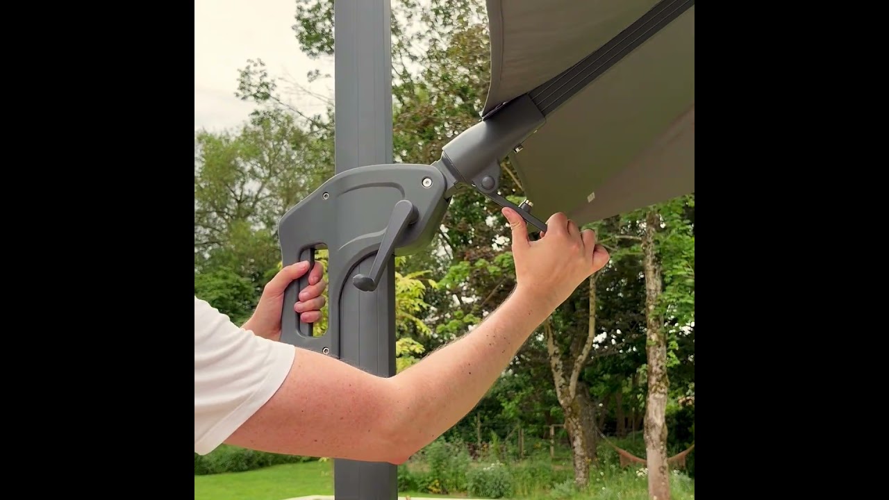 Video Veya - Parasol rectangulaire d&eacute;port&eacute; en aluminium 3x4m