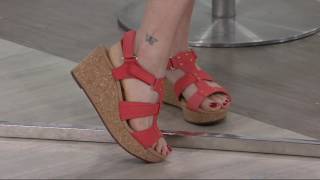 Clarks Leather Triple Adjust Wedge Sandals - Annadel Orchid on QVC