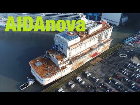 4K | AIDAnova Spektakuläres Eindocken der zwei Megablöcke | Meyer Werft Papenburg