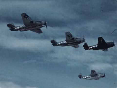TBM Avengers of Marine Aircraft Carrier Squadron VMTB-143 Formation Flight During WW2
