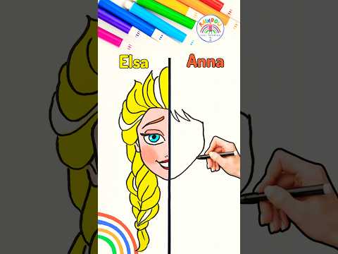 Draw Elsa VS. Anna Tutorial | Draw Elsa and Anna Easy 🌈👸🏼 #frozen #drawing #shorts