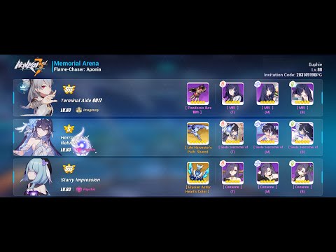 EX Memorial Arena - SSS Aponia 47824(39853) : TA / HRB (S2) / SI / Project Bunny | Honkai Impact 3