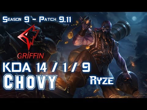 GRF Chovy RYZE vs FIORA Top - Patch 9.11 KR Ranked