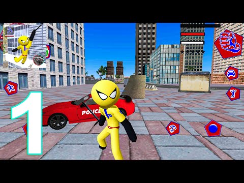 US Police Spider Stickman Rope Hero Gameplay Walkthrough Part 1 (IOS/Android)