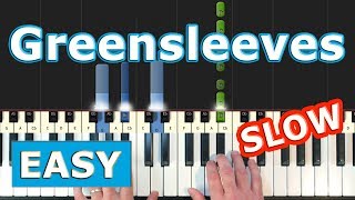 Greensleeves - SLOW EASY Piano Tutorial - Sheet Music (Synthesia)