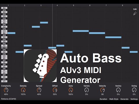 Auto Bass (AUv3 MIDI Generator) by Cem Olcay | Create simple to complex bass lines