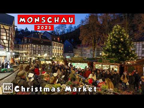 Monschau Medieval Christmas Market🎄|  A Storybook Fairytale Night Walk | Germany 4K 🎄