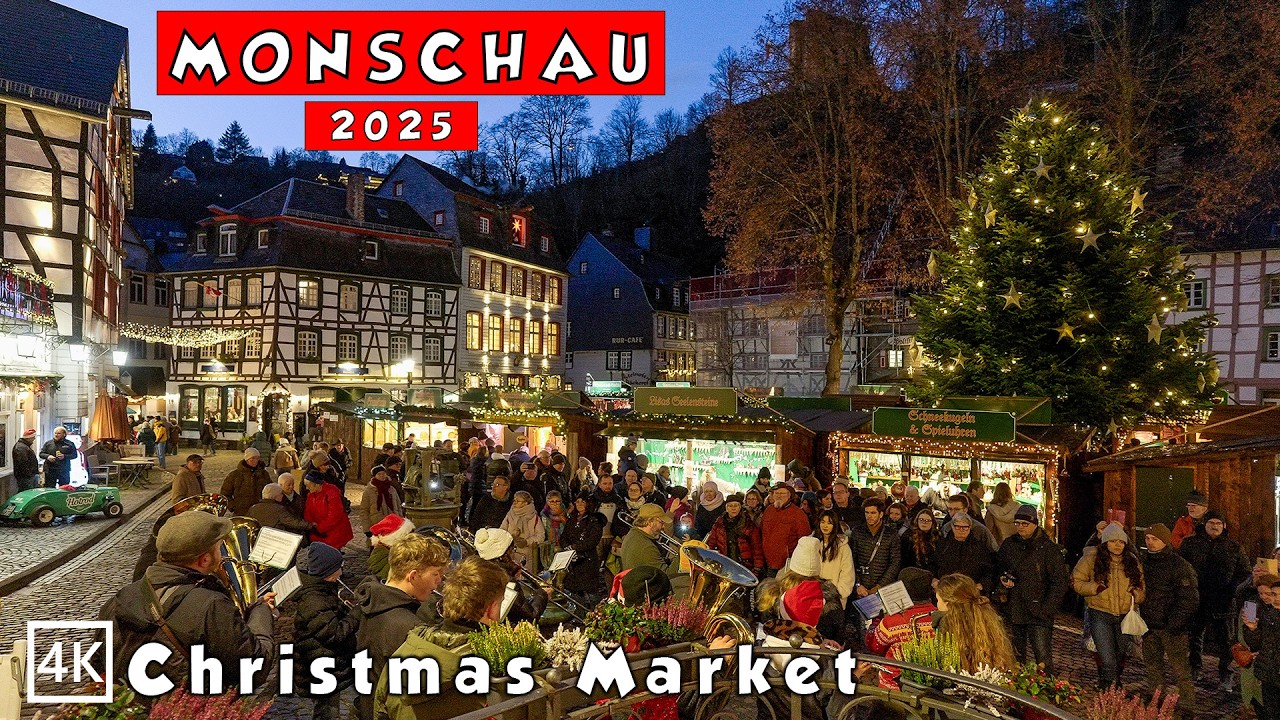 Monschau Medieval Christmas Market🎄| Vibrant Fairytale Cozy Evening Walk | Germany 4K🎄