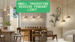 Small Travertine Bedside Pendant Light | Minimalist Stone Lamp for Bedroom & Living Room Decor
