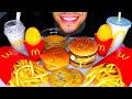 ASMR MCDONALDS WITH CHEESE SAUCE MUKBANG JERRY OREO MCFLURRY BIG MAC HASH BROWNS BIG BITES NO TALK