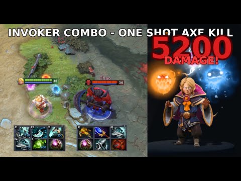 DOTA2 - Invoker Combo Guide, Axe One Shot Kill, 5200 DMG for 5-sec!