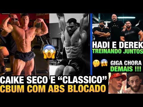 CBUM MOSTRA ABDÔMEN MUITO SECO - CAIKE SHAPE ATUAL E POSANDO ESTILO CLASSIC + DEREK, HADI E GIGA