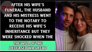 After his wife's funeral, the husband & his mistress went to the notary for his wife's inheritance..