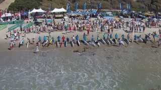 2014 Battle of the Paddle SUP (Unedited) Drone Aerial View - Waiting For Prone Race Start