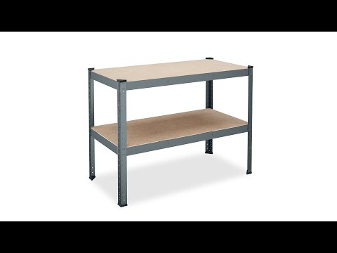 Werkbank 2 Ebenen Braun - Grau - Stahl - 120 x 90 x 60 cm