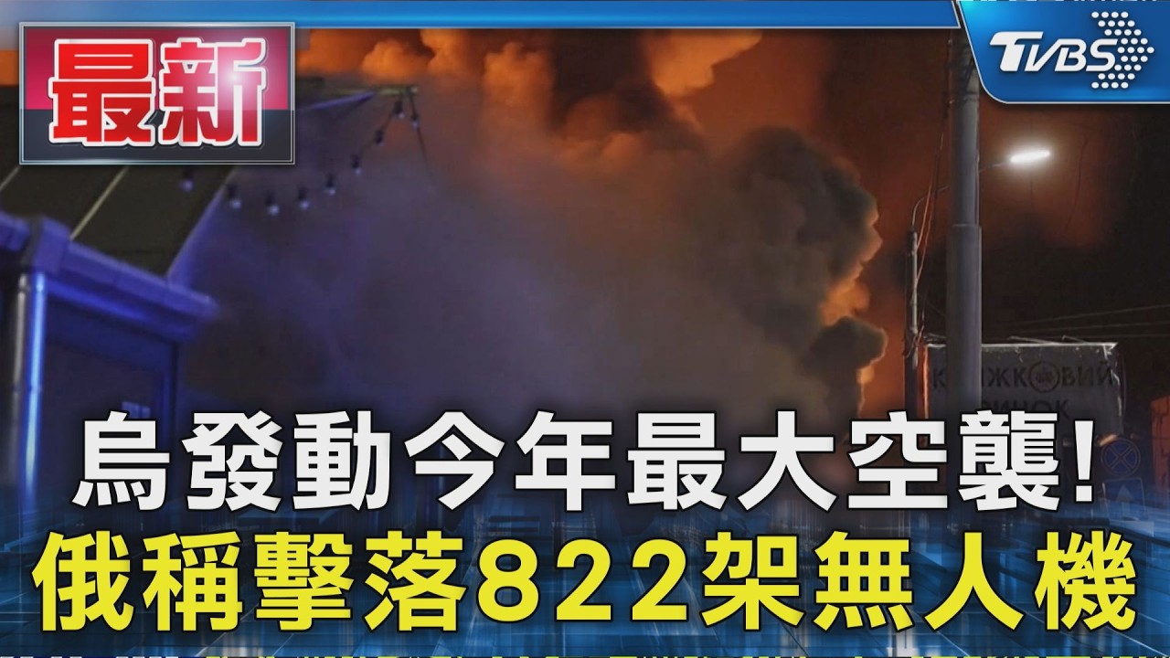 烏發動今年最大空襲! 俄稱擊落822架無人機｜TVBS新聞 @TVBSNEWS01