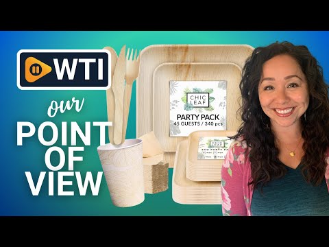 Chic Leaf Party Supplies Tableware 340 Pcs Bulk Pack for 45 Guests - 100% Biodegradable Palm Leaf Disposable Dinnerware Set - WTI product video review