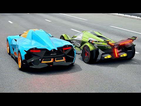 Lamborghini V12 Vision GT vs Lamborghini Egoista - Drag Race 20 KM