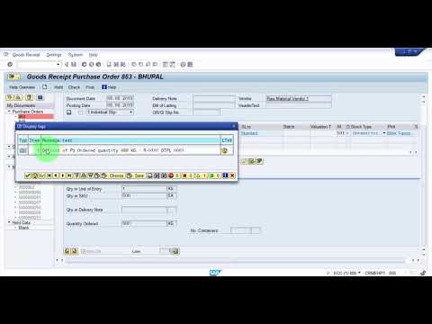 No Goods Receipt is possible for the purchase order XXXXXXXXXX - SAP MM Video