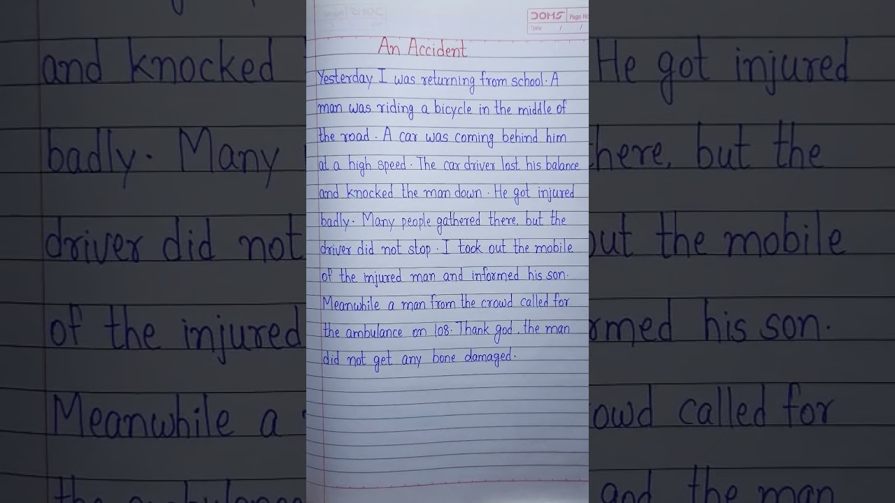 An Accident l Road Accident essay #essay #Accident #shorts #ytshorts