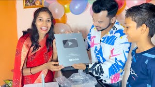 100k Subscribers Celebration | Silver Play Button Unboxing thumbnail
