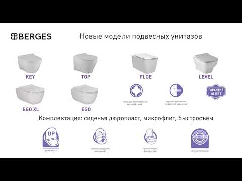 Унитаз подвесной Berges Ego 082122, безободковый с сиденьем микролифт 