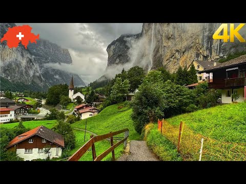 Lauterbrunnen, Schweiz 4K – Spaziergang im Regen im schönsten Schweizer Dorf