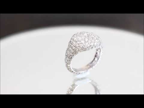 18K White Gold Round Cut Diamond Ring Eternity Yurman Style Micro Pave 2.20ctw - KNR INC - 1005