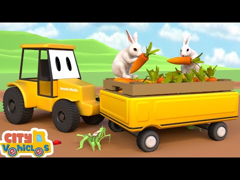 Construction Vehicles Assembly Show-assemble excavator for kids-backhoe loader and crane truck.