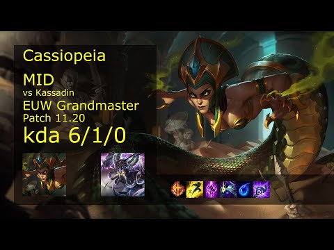 Cassiopeia Mid vs Kassadin - EUW Grandmaster 6/1/0 Patch 11.20 Gameplay