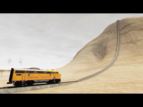 Trains Vs Impossible Hill Climb Rail Tracks - BeamNG.Drive
