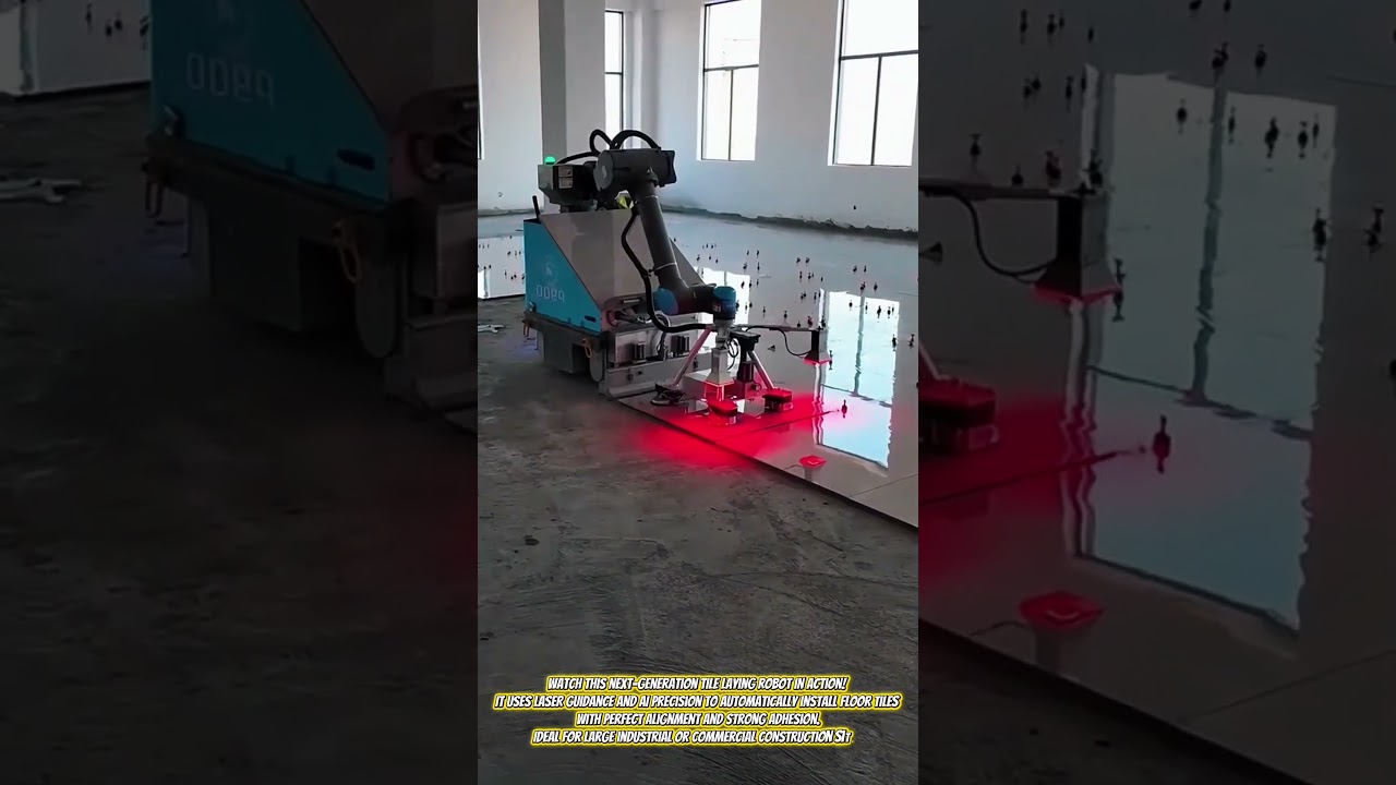Next-Gen Tile Laying Robot - Smart AI Machine Leveling Floor with Laser Precision