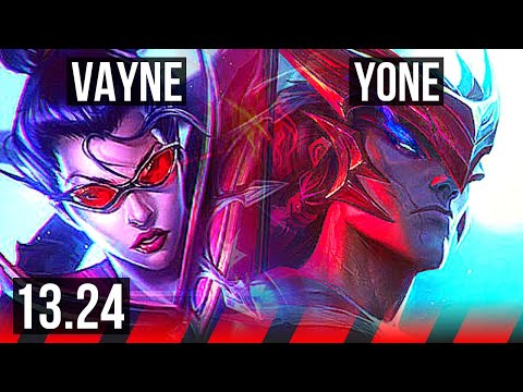 VAYNE vs YONE (TOP) | 8 solo kills, 300+ games | KR Master | 13.24