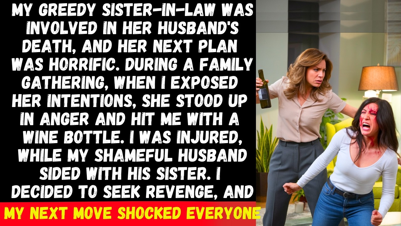 My greedy SIL, involved in her husband's death hit me with a wine bottle when I exposed her but then