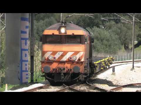 Alsthom Laranja 1905 com comboio de formação Medway no triângulo de Praias-Sado - 12 Mar 2024
