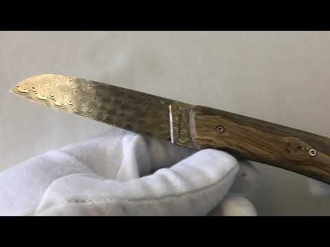 L08 damascus steel boxwood burl