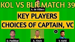 KOL vs BLR Dream11 Team IPL 2020 | KOL vs BLR | Match 39 | KOL vs BLR Dream11 Prediction.