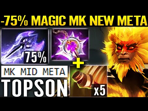 🔥 -75% Magic WTF Meta MID - TOPSON Monkey King Mage Slayer + Hood vs TINKER TEAM 7.29 Dota 2 Pro