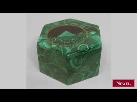 Antique Russian style (20th Cent) 6 sided malachite box