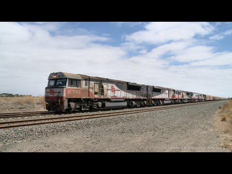 5PM9 SCT Freight Train With 5 Diesel Locomotives (10/2/2019) - PoathTV Australian Railways