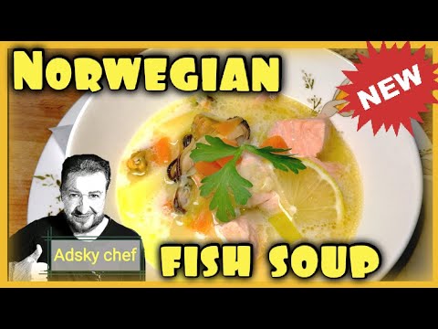 Norwegian fish soup. Very delicious and easy. Soup with salmon.