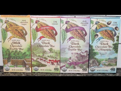 Trader Joe’s Organic Bar: Milk Chocolate Truffle, Dark Chocolate,Dark Chocolate Truffle/with Almonds