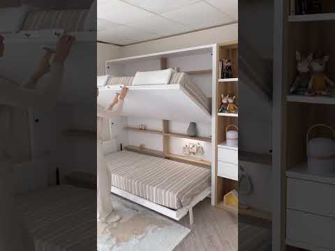 A folding bunk bed for children will save space in the room